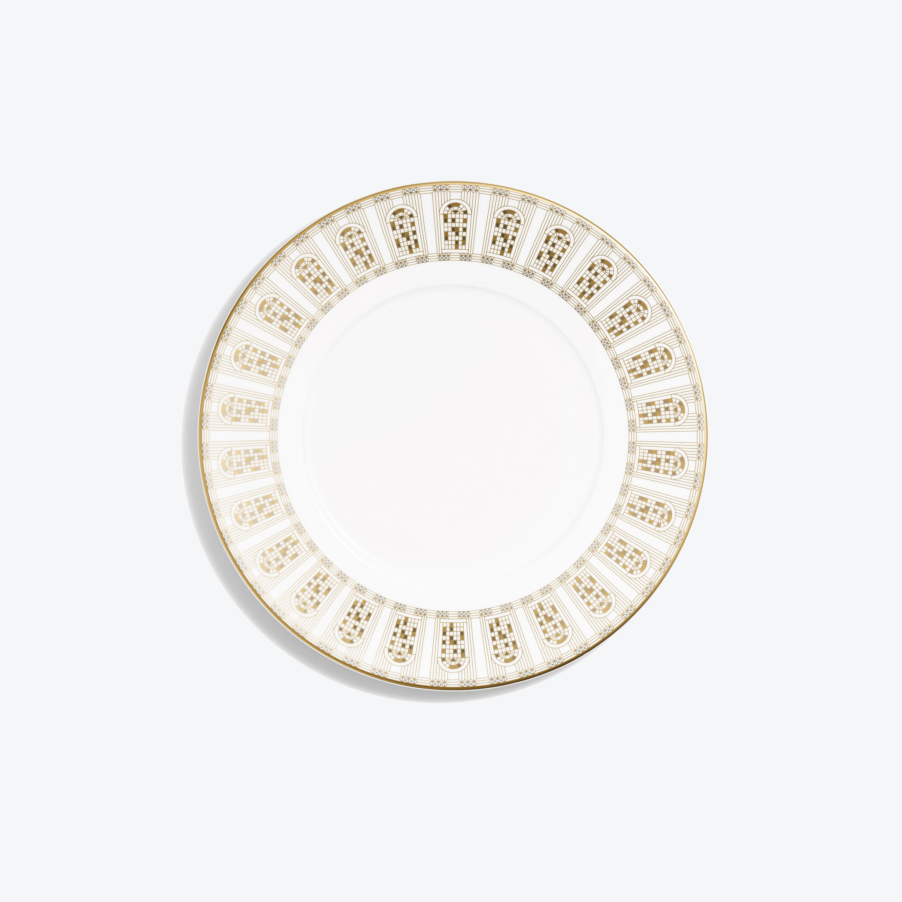 Assiettes &agrave; Dessert Arcadia Or et Platine Baccarat en Porcelaine Or